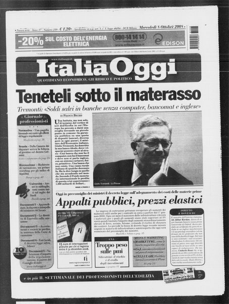 Italia oggi : quotidiano di economia finanza e politica